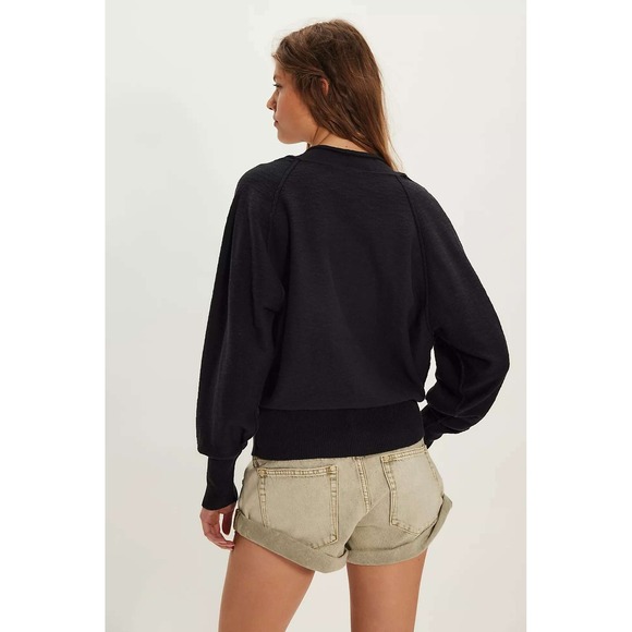 Free People Black Cardigan Sweater Size Large Lightweight NWT Kait Knit - Picture 2 of 3